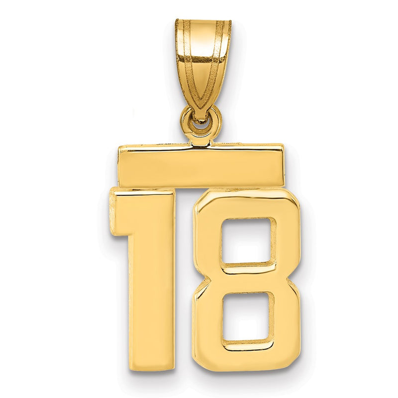 14k Yellow Gold Small Polished Number 18 Charm
