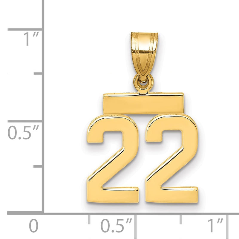 14k Yellow Gold Small Polished Number 22 Charm