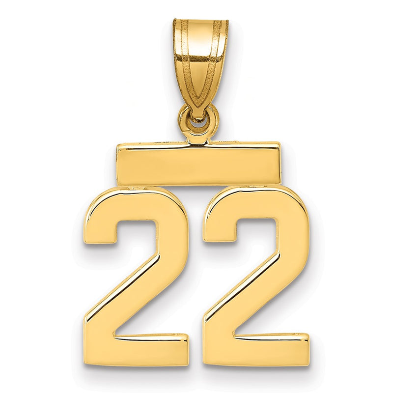 14k Yellow Gold Small Polished Number 22 Charm