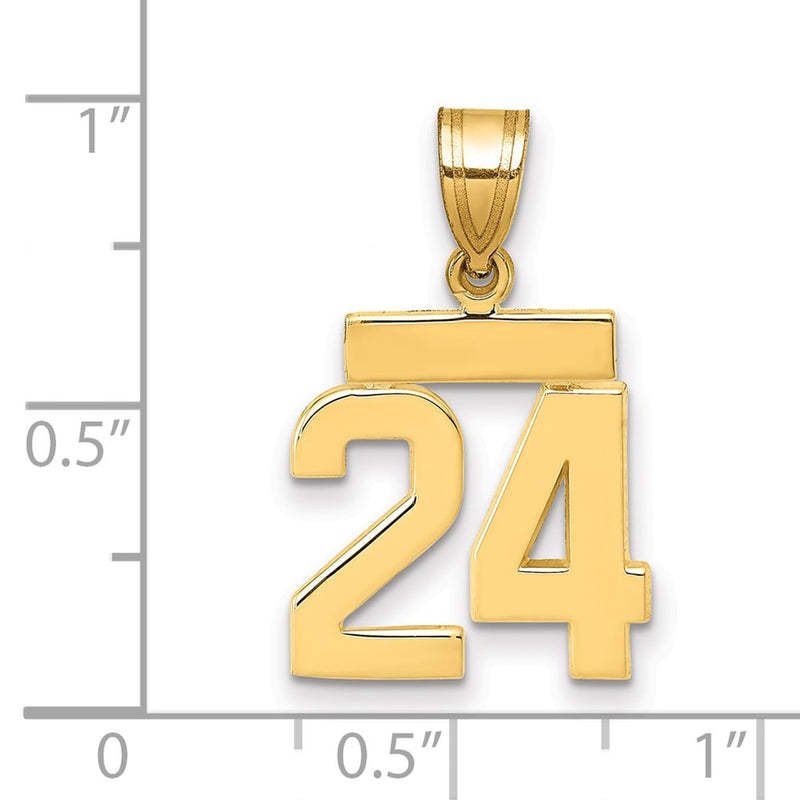 14k Yellow Gold Small Polished Number 24 Charm
