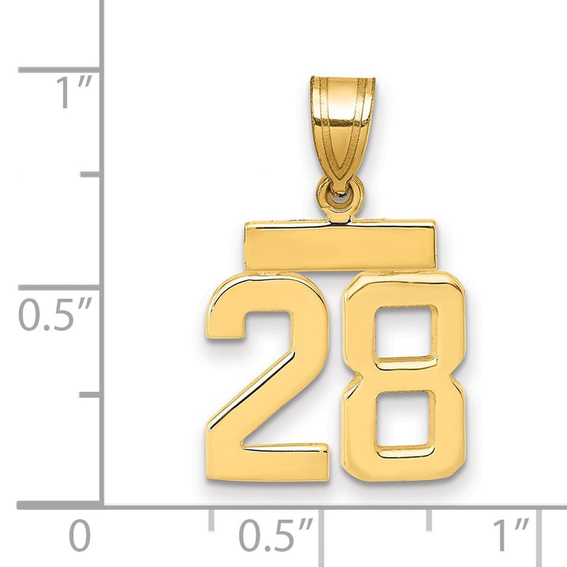 14k Yellow Gold Small Polished Number 28 Charm
