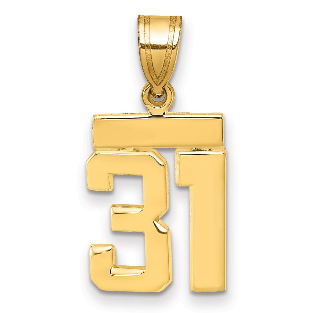 10K Yellow Gold Small Polished Number 31 Charm