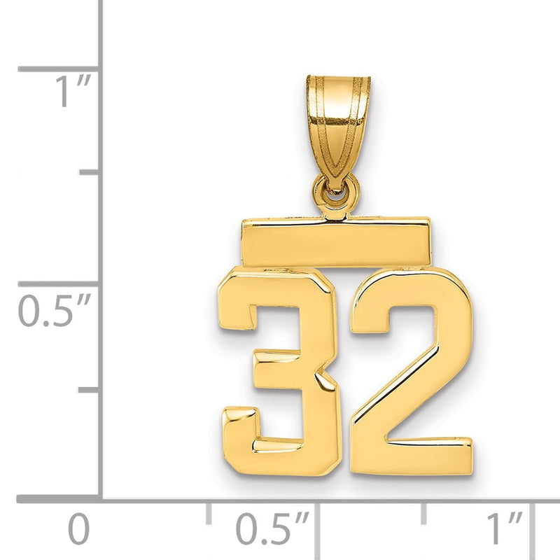 14k Yellow Gold Small Polished Number 32 Charm