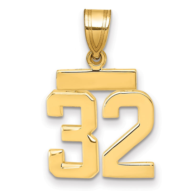 14k Yellow Gold Small Polished Number 32 Charm