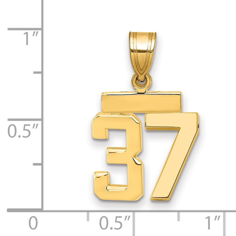 14k Yellow Gold Small Polished Number 37 Charm