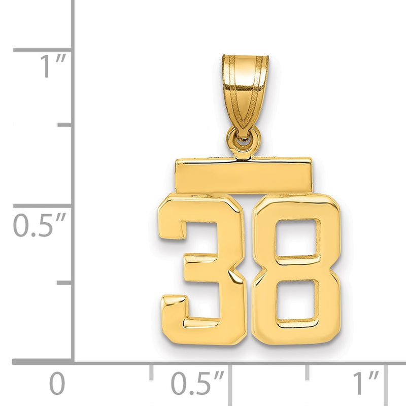 14k Yellow Gold Small Polished Number 38 Charm