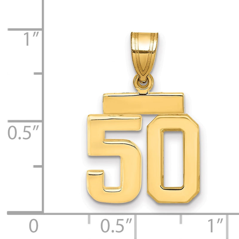 14k Yellow Gold Small Polished Number 50 Charm