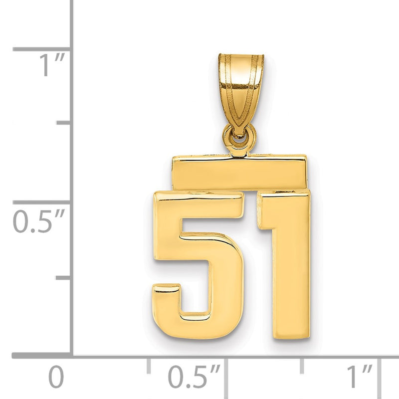 14k Yellow Gold Small Polished Number 51 Charm
