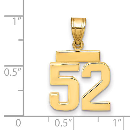 10K Yellow Gold Small Polished Number 52 Charm