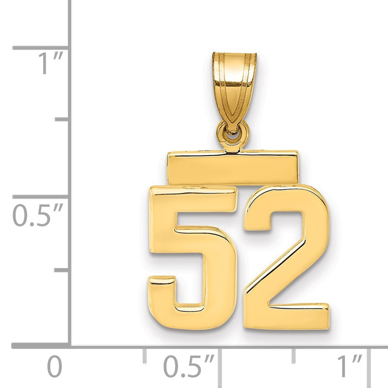 14k Yellow Gold Small Polished Number 52 Charm