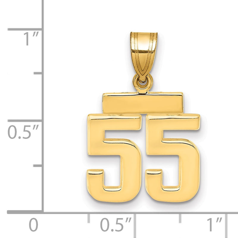 14k Yellow Gold Small Polished Number 55 Charm