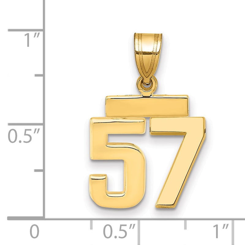 14k Yellow Gold Small Polished Number 57 Charm