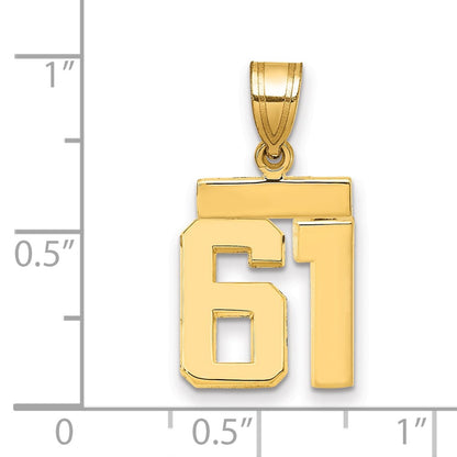 14k Yellow Gold Small Polished Number 61 Charm