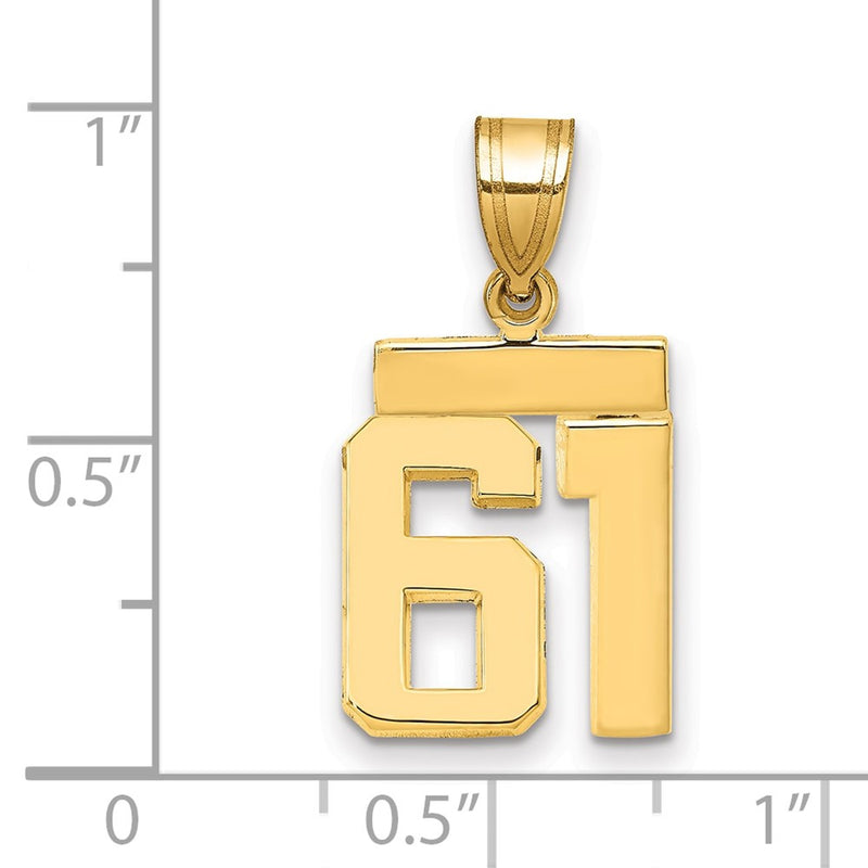 14k Yellow Gold Small Polished Number 61 Charm