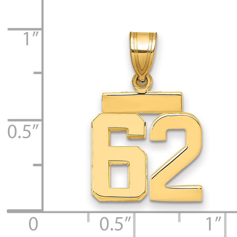 14k Yellow Gold Small Polished Number 62 Charm