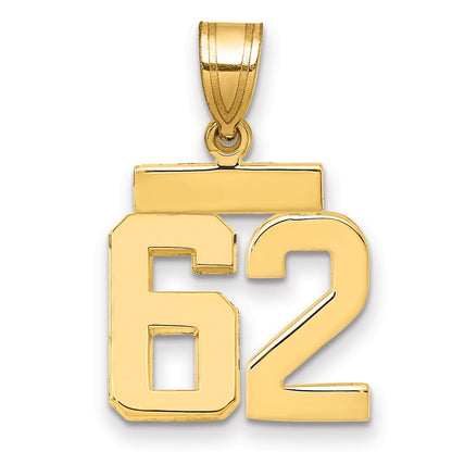 10K Yellow Gold Small Polished Number 62 Charm