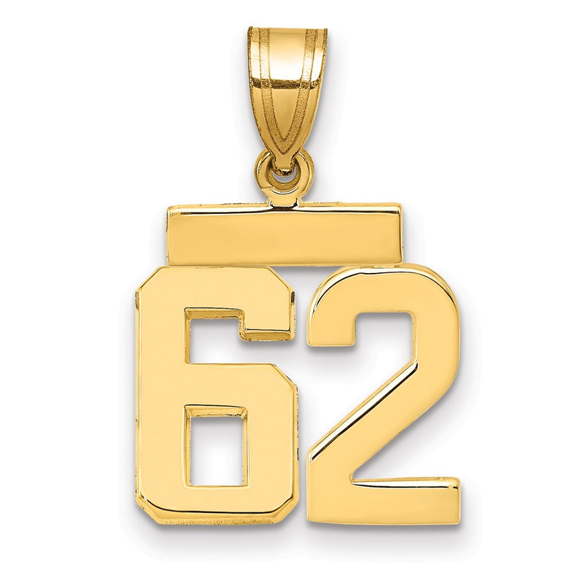 14k Yellow Gold Small Polished Number 62 Charm
