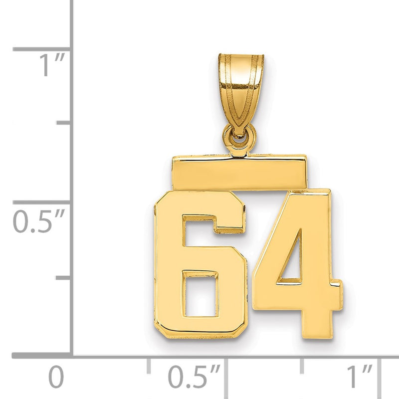 14k Yellow Gold Small Polished Number 64 Charm