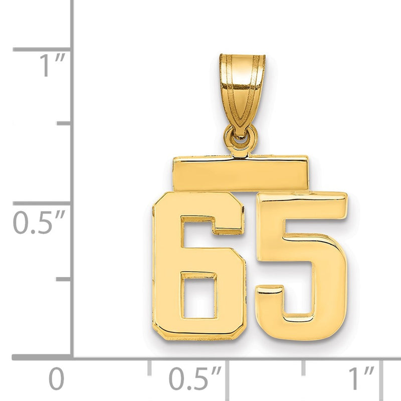 14k Yellow Gold Small Polished Number 65 Charm