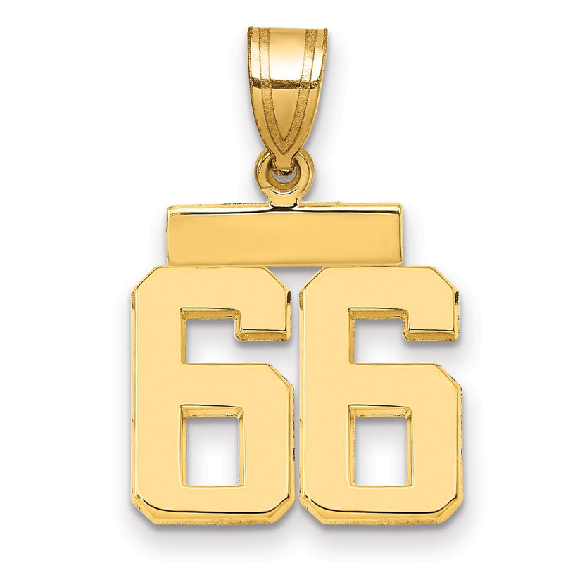 14k Yellow Gold Small Polished Number 66 Charm