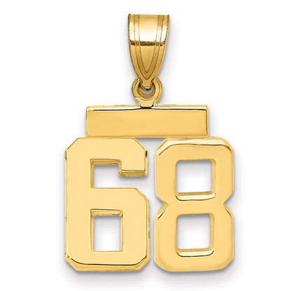 14k Yellow Gold Small Polished Number 68 Charm