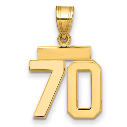 10K Yellow Gold Small Polished Number 70 Charm
