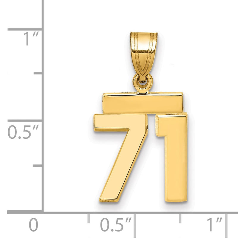 14k Yellow Gold Small Polished Number 71 Charm