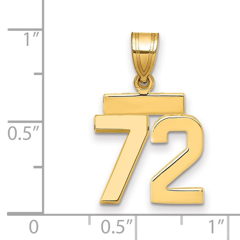 14k Yellow Gold Small Polished Number 72 Charm