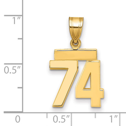 14k Yellow Gold Small Polished Number 74 Charm