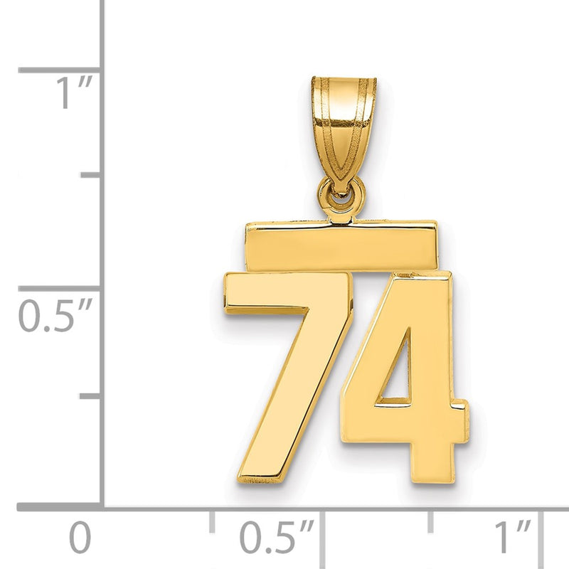 14k Yellow Gold Small Polished Number 74 Charm