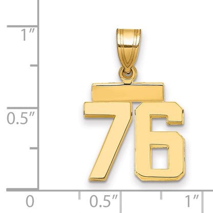 14k Yellow Gold Small Polished Number 76 Charm