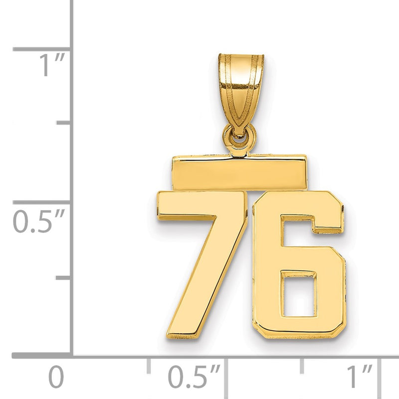 14k Yellow Gold Small Polished Number 76 Charm