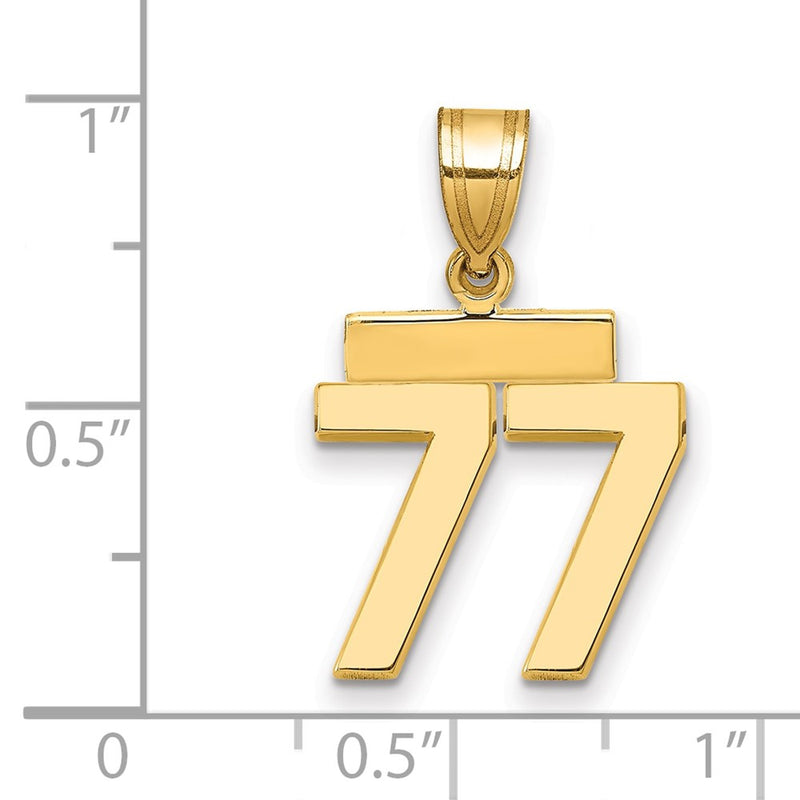 14k Yellow Gold Small Polished Number 77 Charm