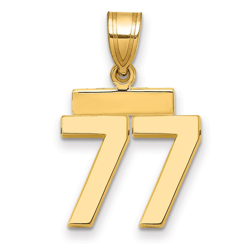 14k Yellow Gold Small Polished Number 77 Charm