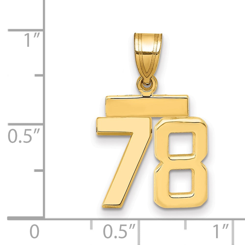 14k Yellow Gold Small Polished Number 78 Charm