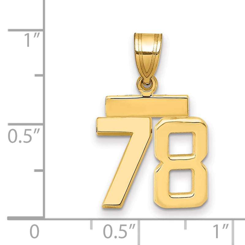 14k Yellow Gold Small Polished Number 78 Charm