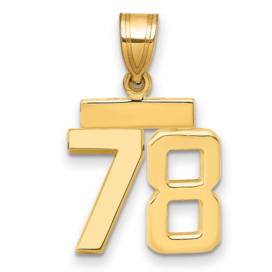 10K Yellow Gold Small Polished Number 78 Charm