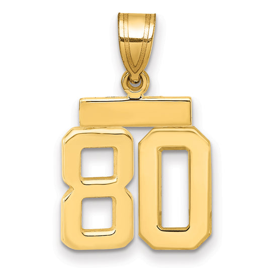 10K Yellow Gold Small Polished Number 80 Charm