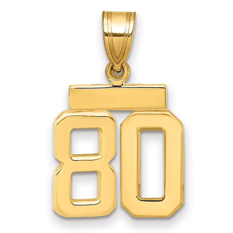 14k Yellow Gold Small Polished Number 80 Charm