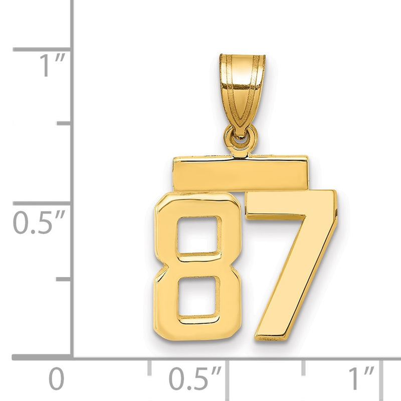14k Yellow Gold Small Polished Number 87 Charm