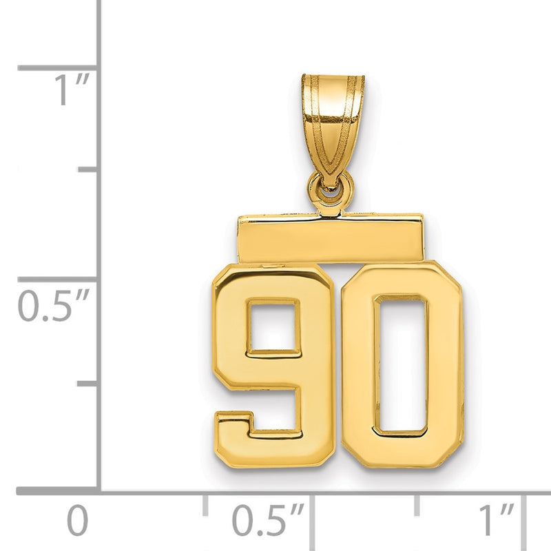 14k Yellow Gold Small Polished Number 90 Charm