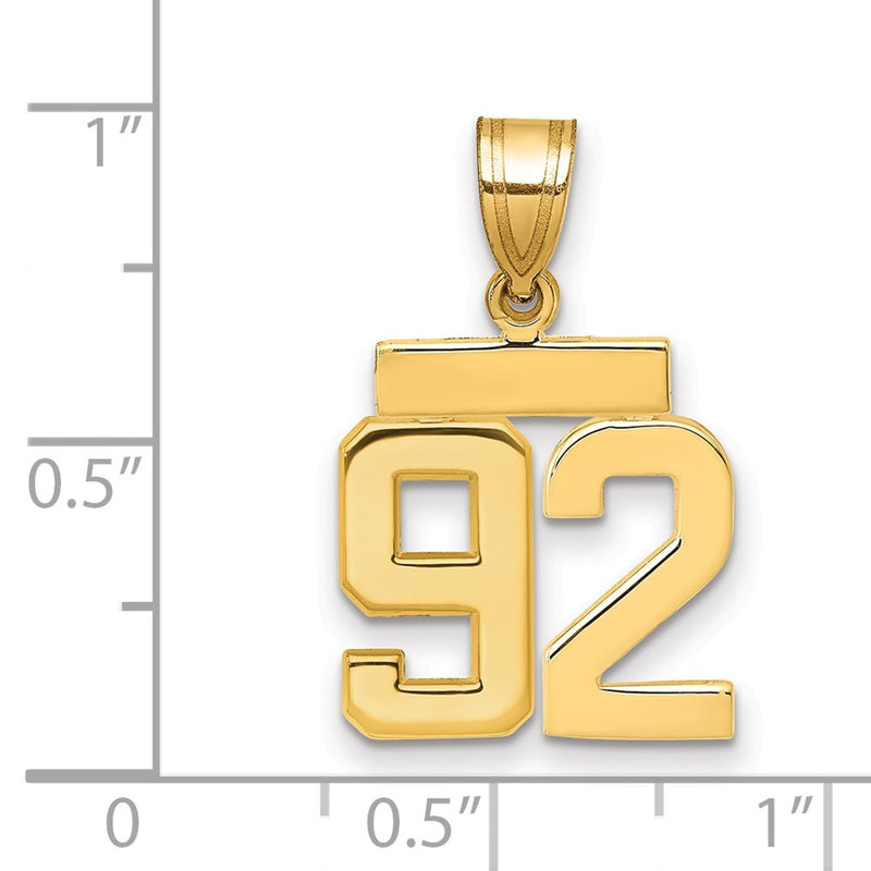 14k Yellow Gold Small Polished Number 92 Charm