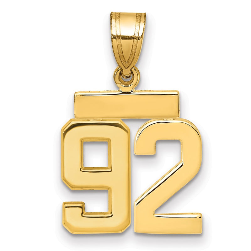 14k Yellow Gold Small Polished Number 92 Charm