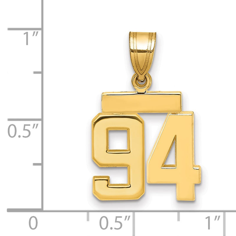 14k Yellow Gold Small Polished Number 94 Charm