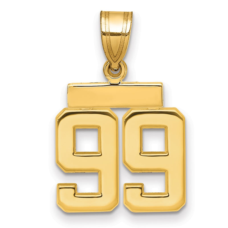 14k Yellow Gold Small Polished Number 99 Charm