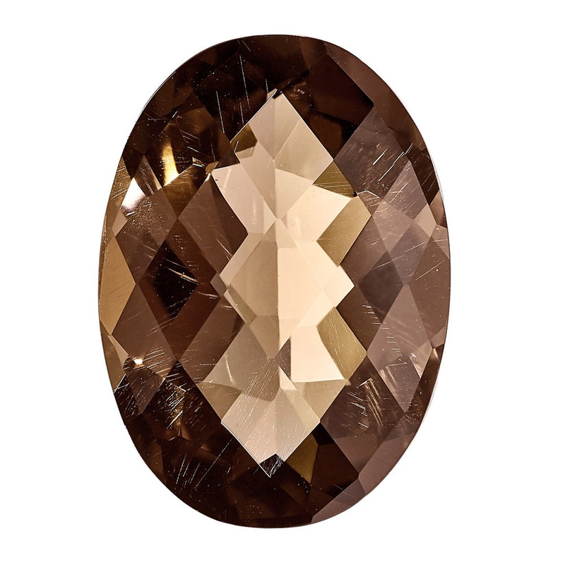 Gemstone Smoky Quartz Aa Quality 11X9mm Oval Checkerboard