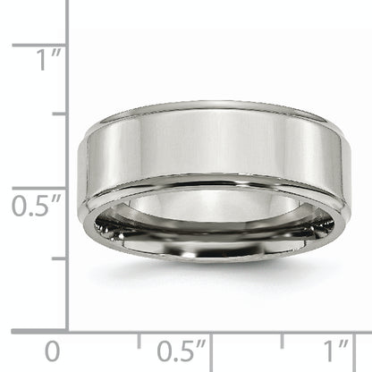 Stainless Steel Ridged Edge 8mm Polished Band