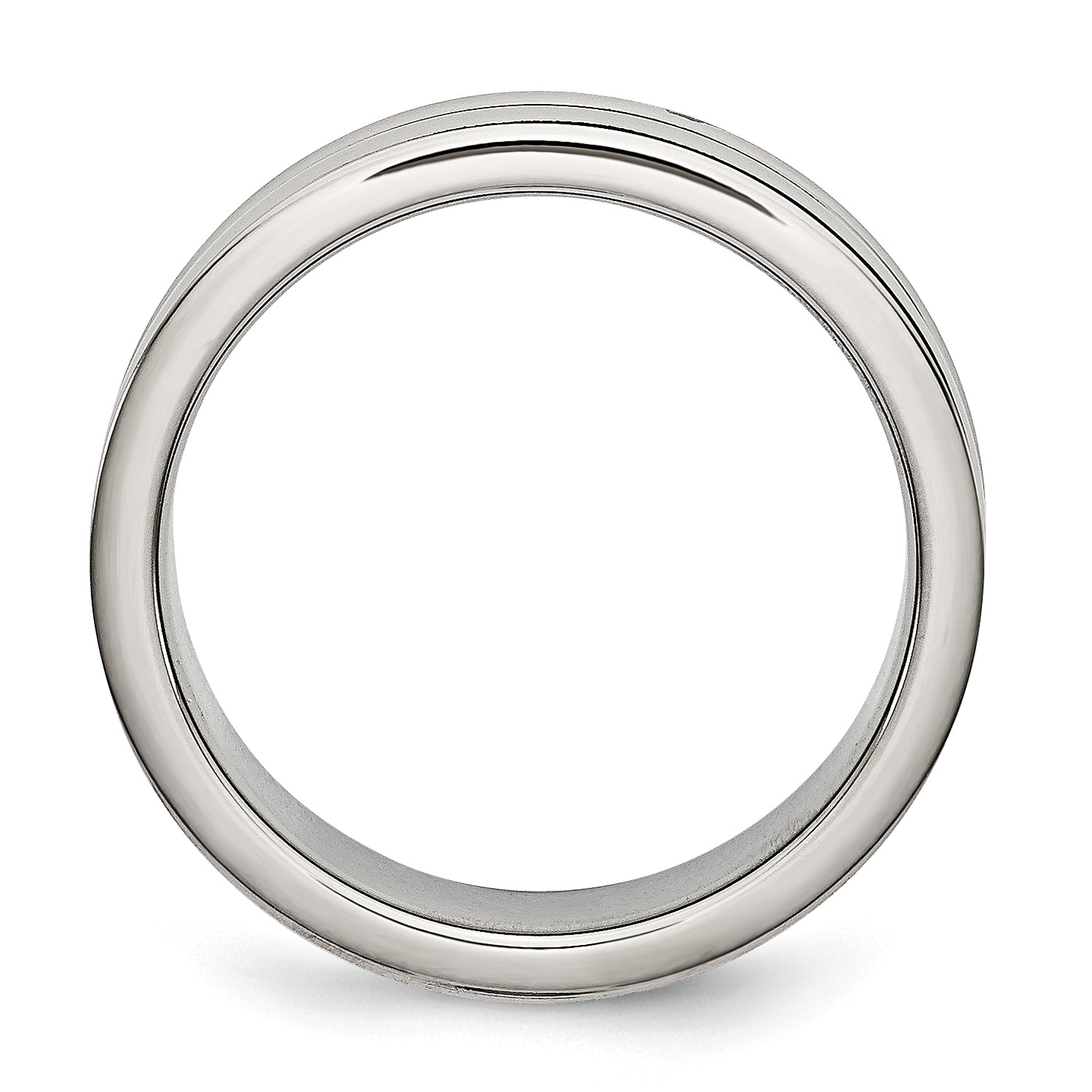 Stainless Steel 6mm Grooved And Black Rubber Band