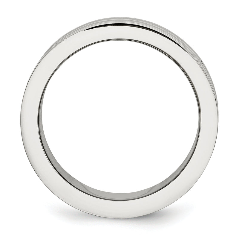 Stainless Steel Antiqued/Polished Double Row Beaded 8mm Band