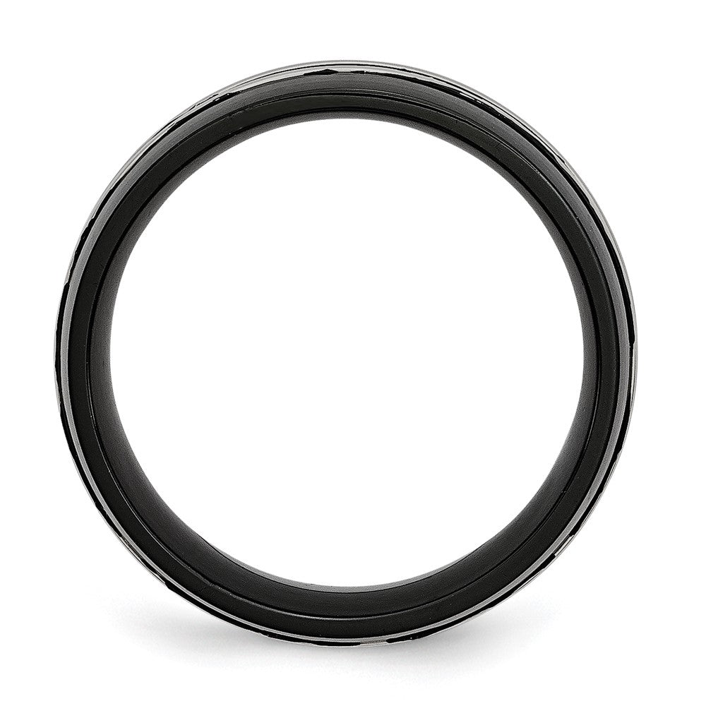Stainless Steel 8mm Black Ip Plated Brushed & Polished Band